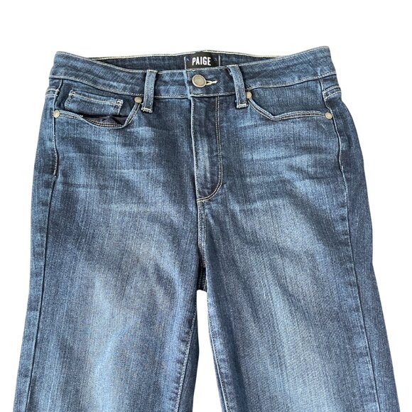 Paige Hoxton Ankle Jeans Womens Size 27 Stretch Mid Rise Denim Dark Wash Blue - Picture 2 of 12